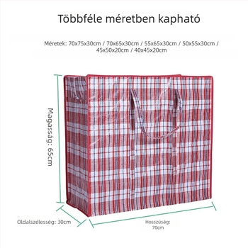 Nagy kapacitású vízálló poggyász, háromszínű PP kézi szövött táska, vastagított költöztetésre és tárolásra