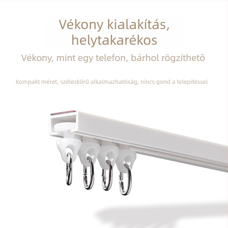 Fúrás nélküli ragasztott sín szekrényekhez és fürdőszobához – csendes görgős vezető zuhanyfüggönyhöz és ajtófüggönyhöz, testreszabható