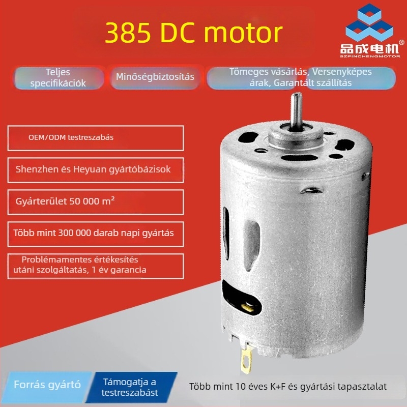 R385/R380 kefés DC motor ablaktörlőkhöz, párásítóhoz, forró levegő pistolóhoz, fúróhoz és csavarhúzóhoz