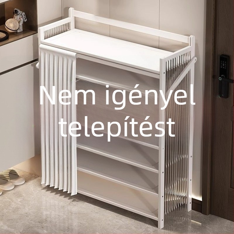 Beltéri összecsukható cipőállvány, több szintes, porvédett, telepítés nélkül