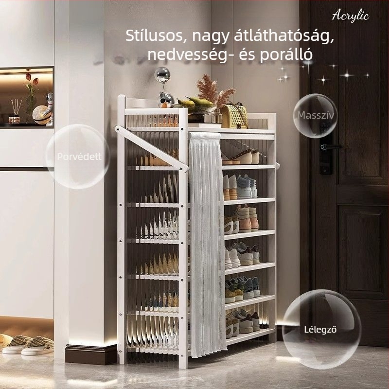 Beltéri összecsukható cipőállvány, több szintes, porvédett, telepítés nélkül