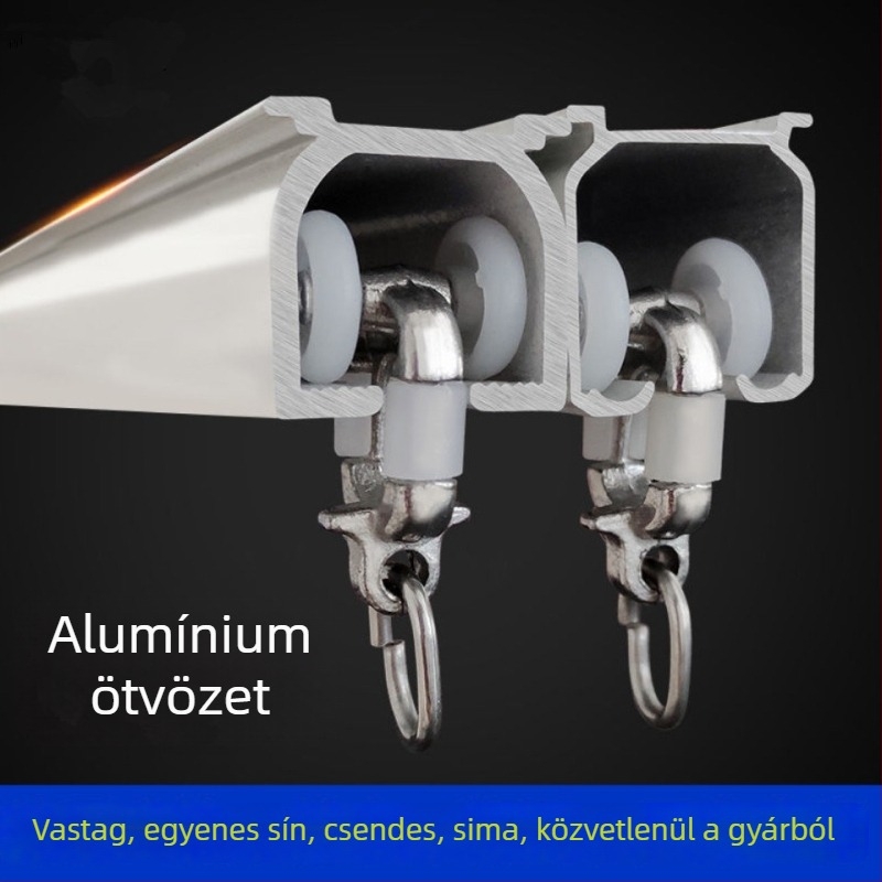 Extra vastag alumíniumötvözetű függönyvezető sín, felső- és oldalsó felszereléssel, egyenes, egy- és kétsoros kivitel tartozékokkal