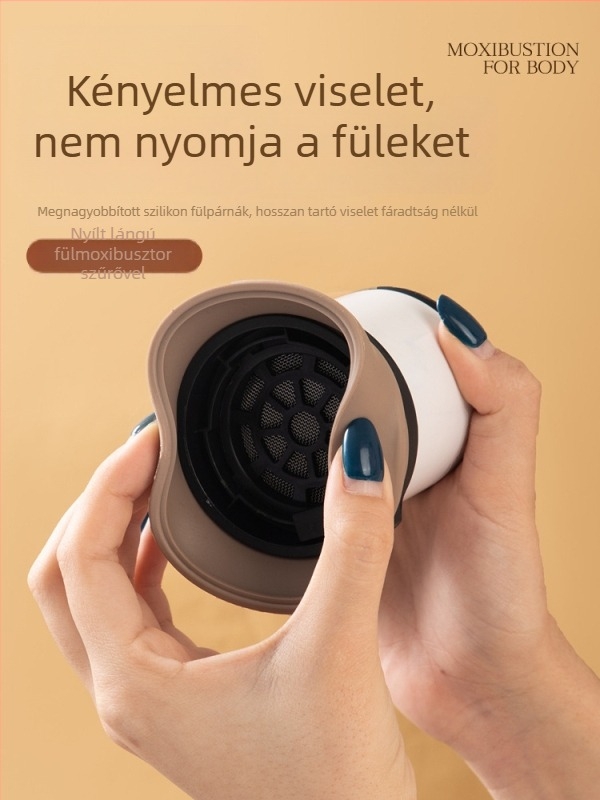 Fül-moxibuzíciós eszköz otthoni használatra, hordozható fülterápiás eszköz, moxibuzíciós doboz Baihui pont a fejre, fülvédő és moxibuzíciós felszerelés