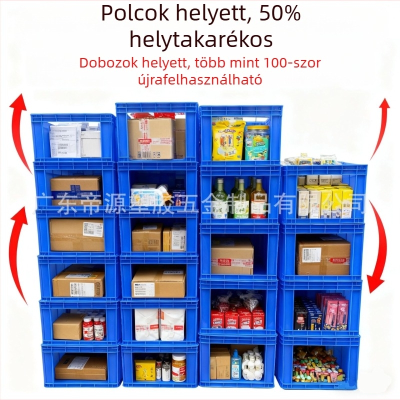 Nyitott felső tároló doboz, egymásra tehető rendező doboz, téglalap alakú