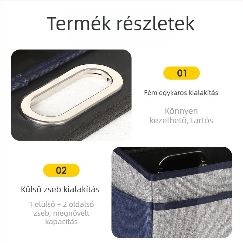 Összecsukható Oxford-szövetes autótároló doboz, nagy kapacitású csomagtartó rendező
