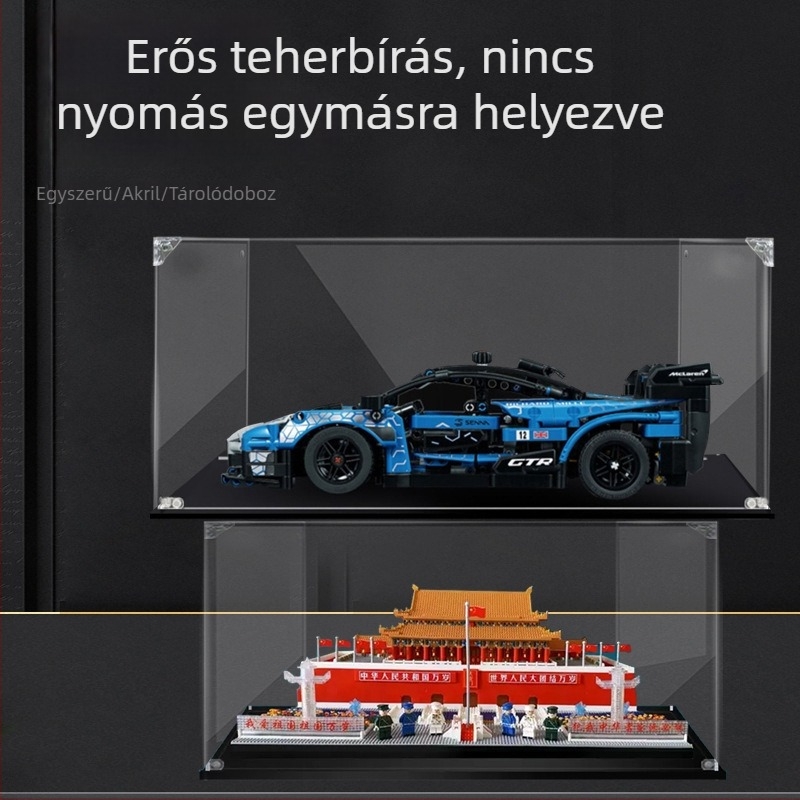 Akril kiállítási és tároló doboz 42123 sportautó modellhez, átlátszó porvédő fedéllel