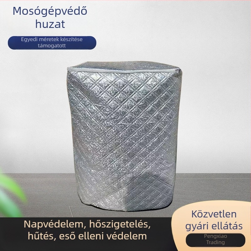 Mosógép védőhuzat hőszigeteléssel, vízálló és porvédő, teljesen záródó, vastagabb alumínium fóliával, univerzális hűtővédő huzat