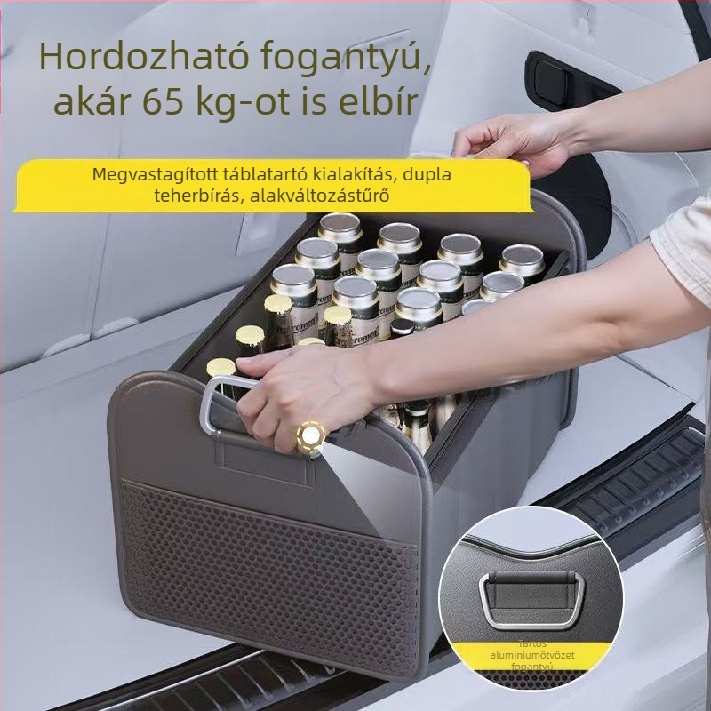 Összecsukható bőrből készült autócsomagtartó szervező