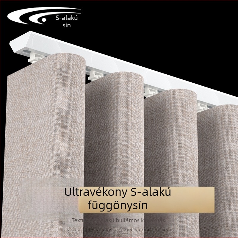 Csendes V-alakú görbe függönyvezető sín, felső szerelés, ultra vékony