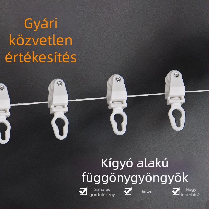 Egyedi kígyó alakú függönyvezető szalag, fehér, vastagított, perforált poliészter-náylon anyagból