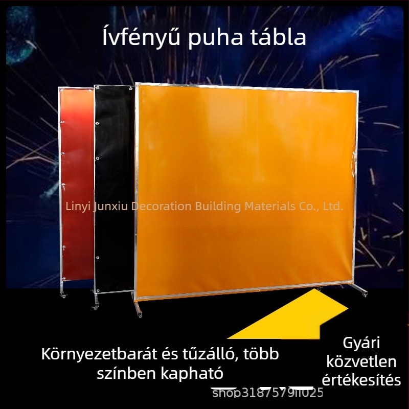 Hegesztésvédelmi képernyő ívvédővel, építkezési kapufüggöny PVC lágy anyagból, tűzálló, kerettel és görgőkkel