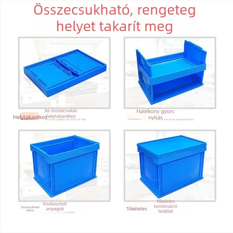 Műanyag összecsukható tároló doboz fedővel – tárolásra és szállításra