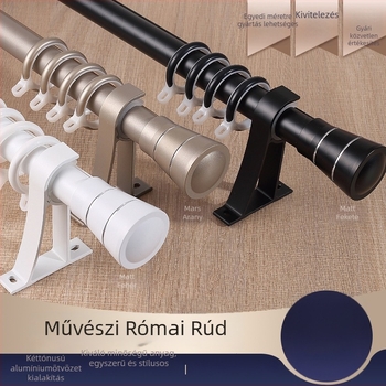 Európai stílusú római rúd alumínium fejjel, blackout függöny, sima és csendes működés, perforált kialakítás, függő gyűrűk ablakhoz, modern minimalista stílus