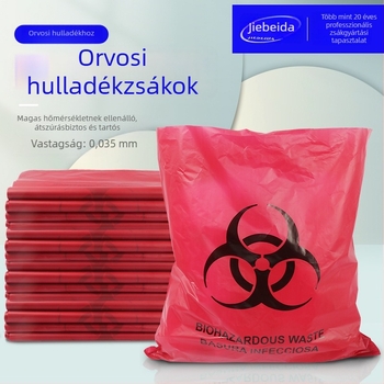 Raktáron: 45×50 cm-es PE orvosi hulladékzsák, piros, 121°C-os autokláv sterilizáláshoz
