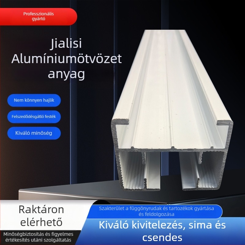 Új intelligens elektromos függöny sín, négyzetes alumínium ötvözetből, off-white színű