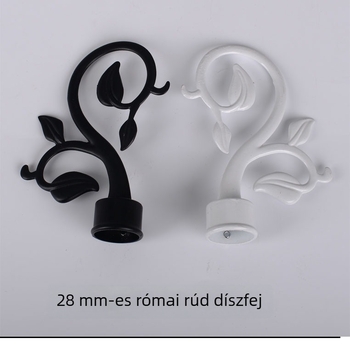 Alumínium‑öntvényből készült függönyrúdvég dísz, dekoratív fej, többleveles design, modell T-HS106, fekete‑fehér