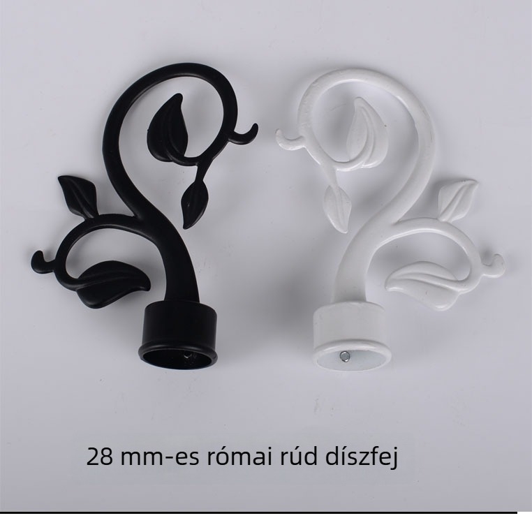 Alumínium‑öntvényből készült függönyrúdvég dísz, dekoratív fej, többleveles design, modell T-HS106, fekete‑fehér