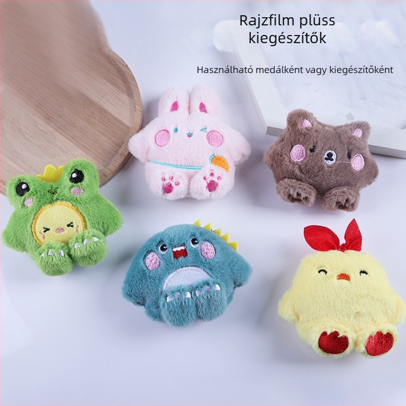 Aranyos plüsscsirke kiegészítő készlet – mini állatokat ábrázoló kiegészítők, hajcsat, bross és telefontok