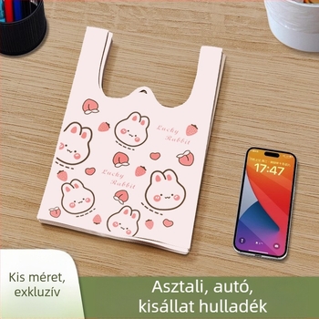 Mellény-stílusú eldobható szemeteszsákok, vastagított műanyagból, aranyos mesefigurás mintával, háztartási tároláshoz
