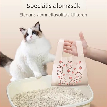 Mellény-stílusú eldobható szemeteszsákok, vastagított műanyagból, aranyos mesefigurás mintával, háztartási tároláshoz
