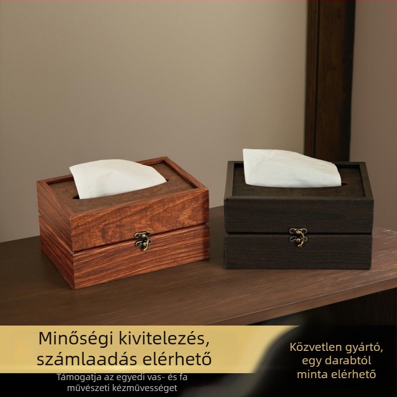 2025-ös új stílusú tömörfa szalvétatartó étkezőasztalhoz, retro dizájn, nappali dekor