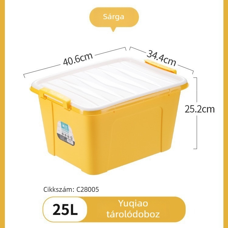 Camellia műanyag tároló doboz közepes méretű, fedéllel, autó tároló doboz, 25L