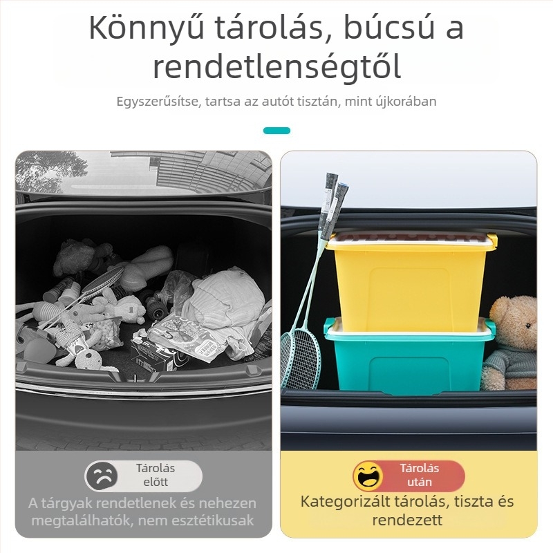 Camellia műanyag tároló doboz közepes méretű, fedéllel, autó tároló doboz, 25L