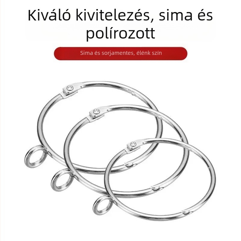 Függönynyitó gyűrű állítható fémbak kampóval – kör alakú zár és akasztógyűrű római rúdhoz