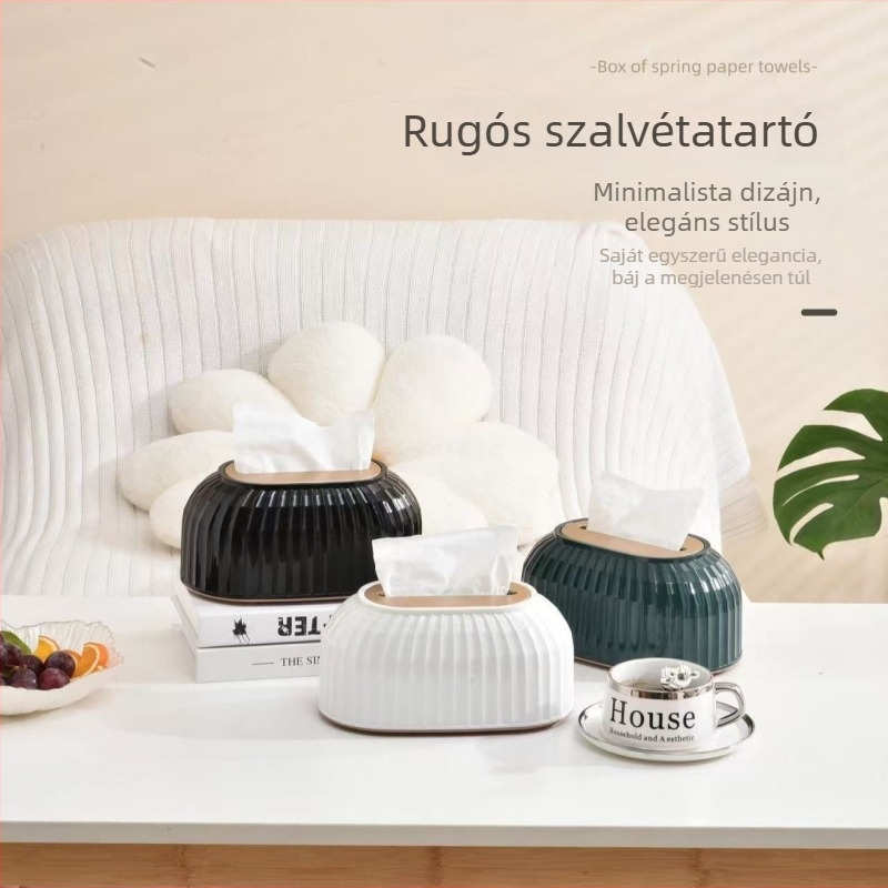 Rugós talppal ellátott szalvétatartó doboz, minimalist dizájn, otthoni használatra nappali asztalra