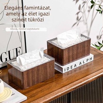 Fa mintázatú zsebkendősdoboz – műanyagból, nappaliba, konyhába és fürdőszobába, modern elegáns dizájn