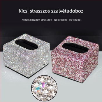 Gyémánttal díszített kocka alakú papírzsebkendő tartó