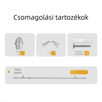 Ezüst színű, modern minimalist Függönyrú, kávébarna felülettel, tartós, vízálló és rozsdamentes acélból, ablakhoz való, furatokkal szerelhető