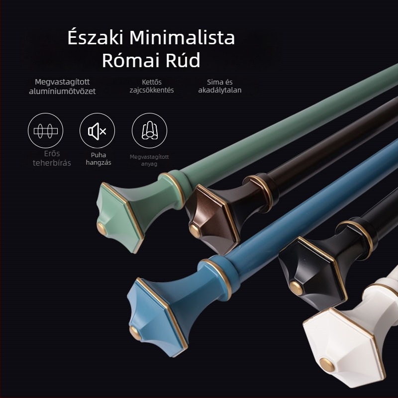 Alumínium ötvözet függöny sín, kék-zöld vastagított római rúd, nordikus mediterrán minimalist erkély-bay ablak