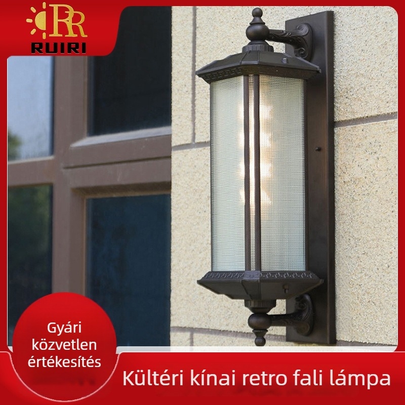 Kültéri vízálló LED falikar kínai retro stílussal, dekoratív kertvilágítás