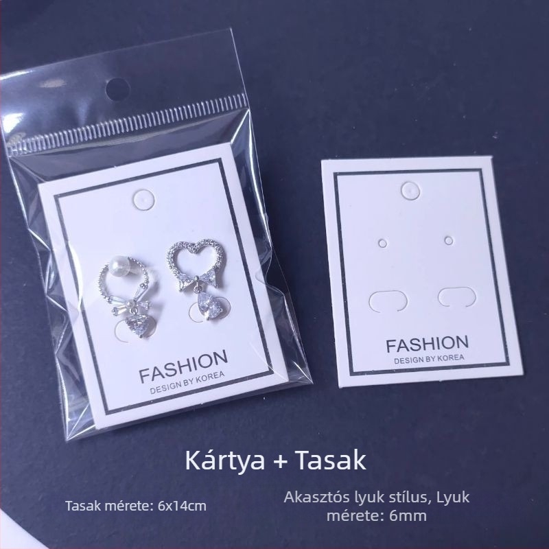Koreai stílusú 925-ös ezüst fülbevaló tű csomagoló kártyák DIY három párhoz (100 darab)