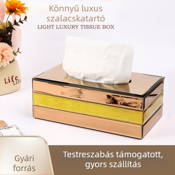 Tükrös zsebkendő-tartó nappaliba – téglalap alakú asztali kivitel, kifinomult luxus
