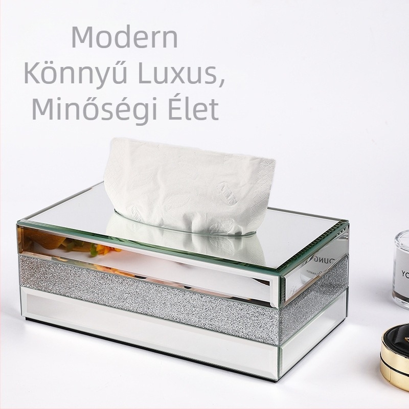 Tükrös zsebkendő-tartó nappaliba – téglalap alakú asztali kivitel, kifinomult luxus