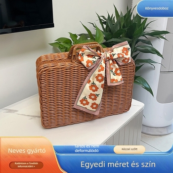 Műrattan tároló doboz — hordozható kozmetikai szervező, utazási doboz és retro dekoráció