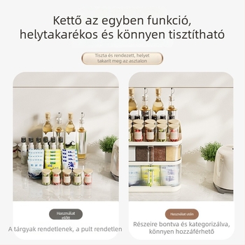 Integrált többrekeszes fűszertartó sóhoz és MSG-hez – konyhai tároló