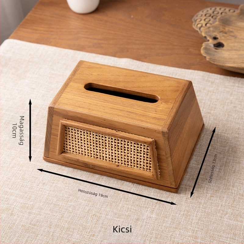 Rattan papírzsepi tartó, új kínai stílusú, vintage tömörfa kivitel