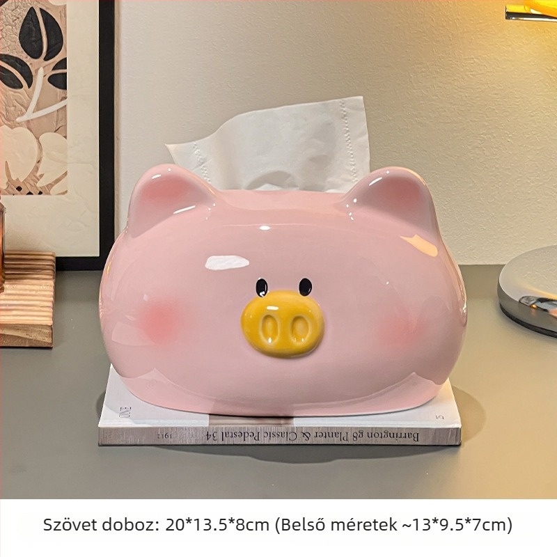 Sertés alakú kerámiából készült papírzsebkendő-doboz, modern dekor a nappaliba