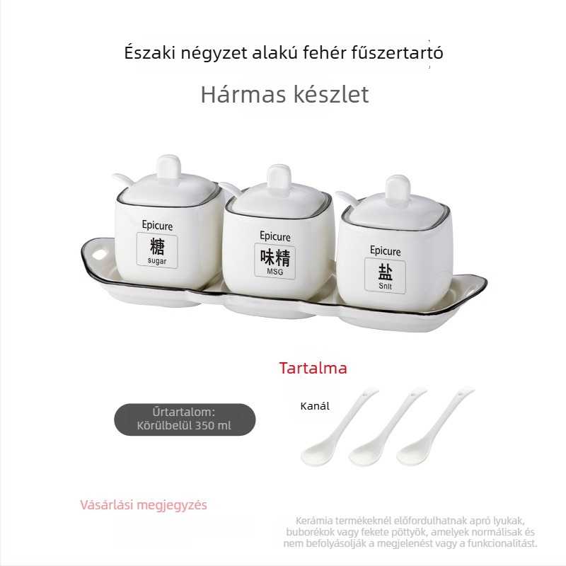 Otthoni kerámia fűszertartó készlet – sótartó és fűszeres doboz, elegáns dizájn