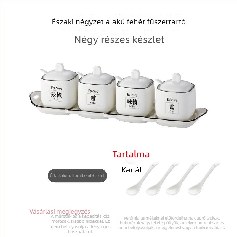 Otthoni kerámia fűszertartó készlet – sótartó és fűszeres doboz, elegáns dizájn