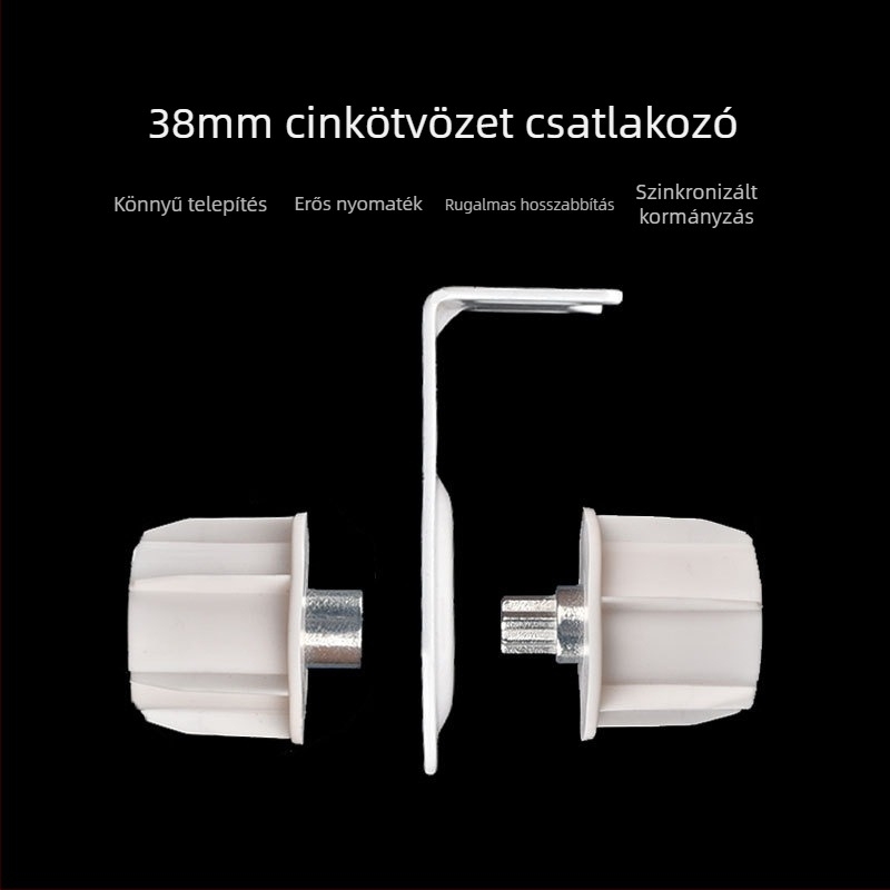 38 mm-es csőhöz tartozó középső csukló zsanér függönyrendszerhez, cink ötvözet, fehér, modell M18 B, teher 10 kg