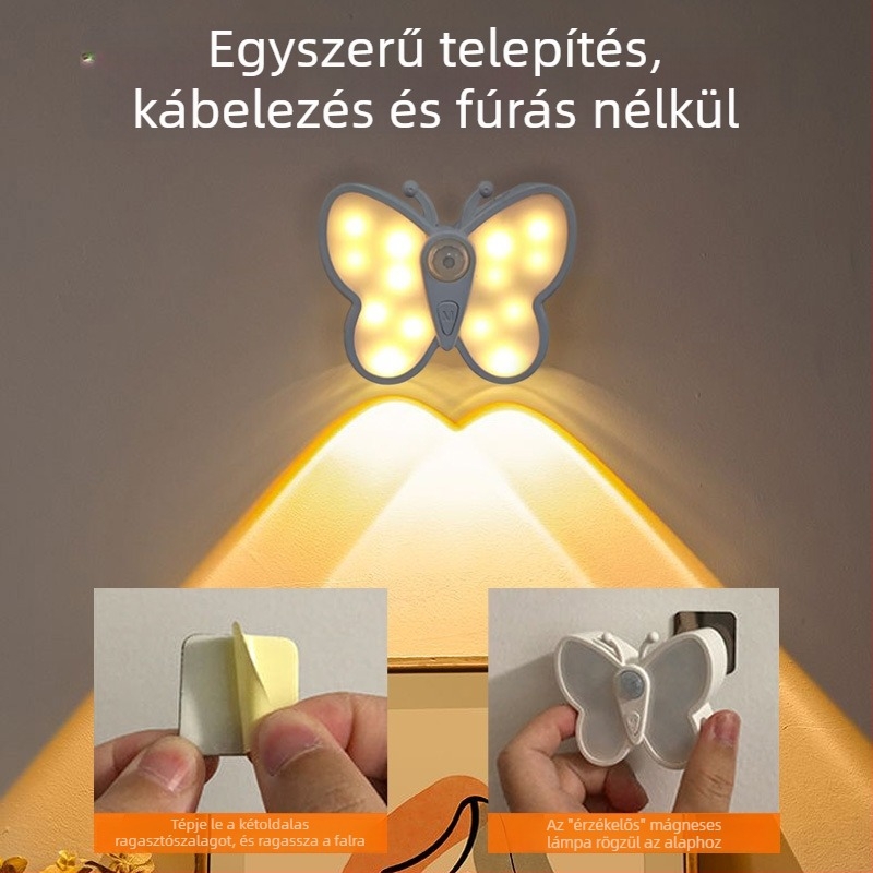 Vezeték nélküli LED szenzoros falikar mágneses érzékelővel, beltéri macska szem alakú spotlámpa ajtótáblához