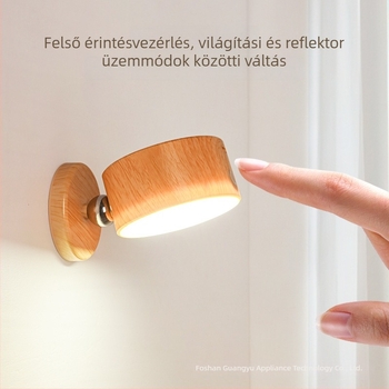 Feltölthető mágneses falikar folyosóra és hallra, vezeték nélküli fa mintázatú éjjeliszekrény-lámpa, fa textúrájú éjjeli fény, konyhai világítás