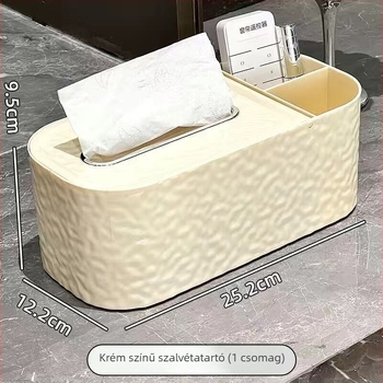 Magas minőségű zsebkendő tartó nappaliba, krém színű, elegáns dohányzóasztalon, multifunkcionális tároló a távirányítók számára.