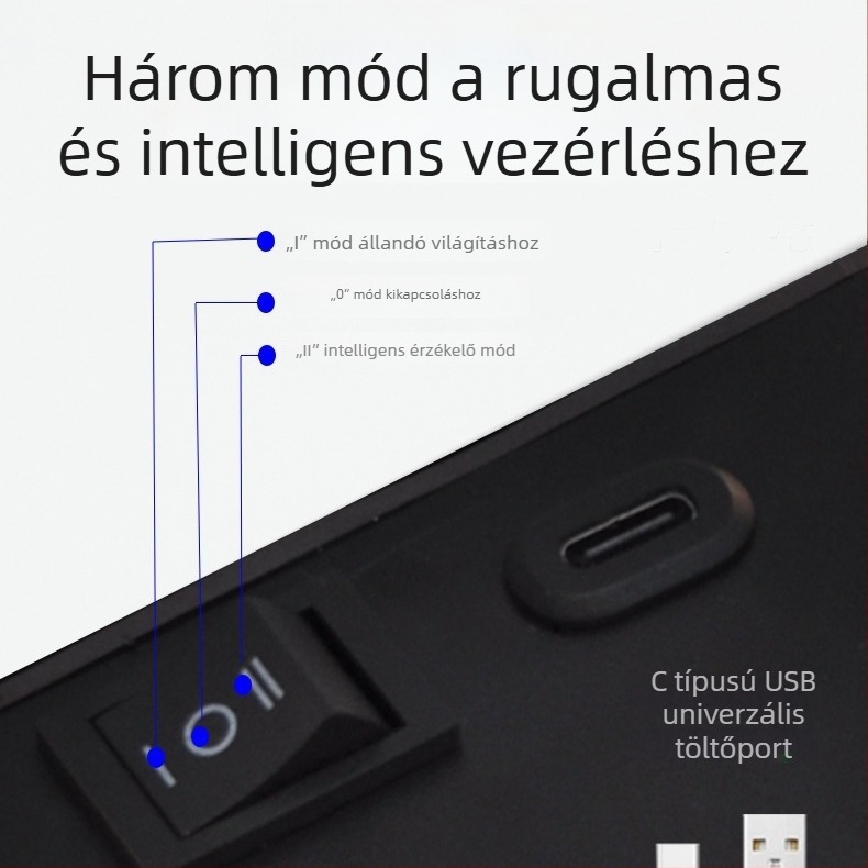USB-töltő falikar szenzorral – vezeték nélküli, fúrás nélküli, akkumulátoros
