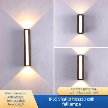Kültéri LED-szalagos falikar — minimalist stílusú villa udvarhoz, vízálló külső falra, hosszú csíkos világítás, rendelésre