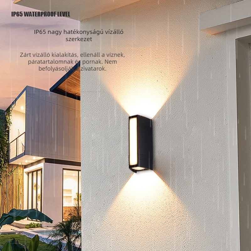 Kültéri LED-szalagos falikar — minimalist stílusú villa udvarhoz, vízálló külső falra, hosszú csíkos világítás, rendelésre